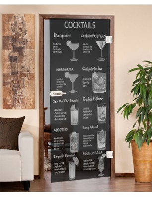 Ganzglastür Cocktails Gelasert Auf Grauglas