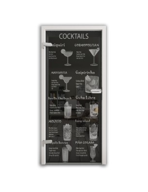 Ganzglastür Cocktails Gelasert Auf Grauglas