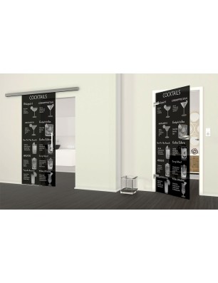 Ganzglastür Cocktails Gelasert Auf Grauglas