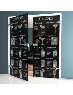 Ganzglastür Cocktails Gelasert Auf Grauglas