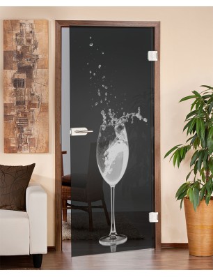 Ganzglastür Wein Gelasert Auf Grauglas