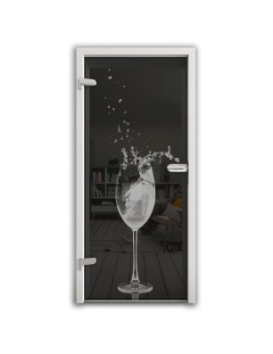 Ganzglastür Wein Gelasert Auf Grauglas