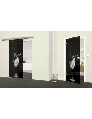 Ganzglastür Wein Gelasert Auf Grauglas