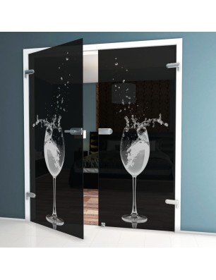 Ganzglastür Wein Gelasert Auf Grauglas