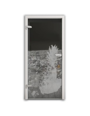 Ganzglastür Ananas Gelasert Auf Grauglas