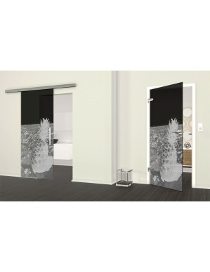 Ganzglastür Ananas Gelasert Auf Grauglas