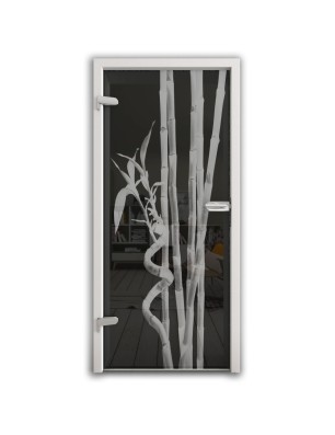 Ganzglastür Bambus Gelasert Auf Grauglas