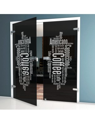 Ganzglastür Coffee Gelasert Auf Grauglas