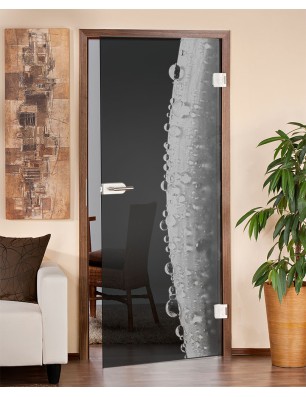 Ganzglastür Morgentau  Gelasert Auf Grauglas