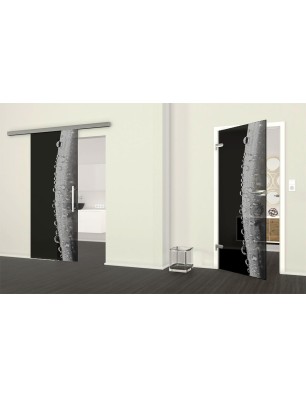 Ganzglastür Morgentau  Gelasert Auf Grauglas