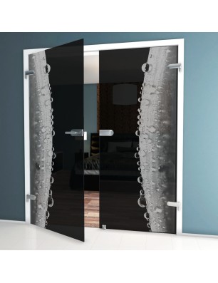 Ganzglastür Morgentau  Gelasert Auf Grauglas