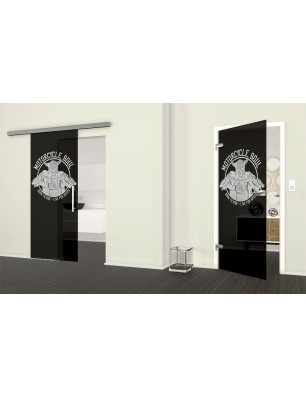 Ganzglastür Motorcycle Gelasert Auf Grauglas