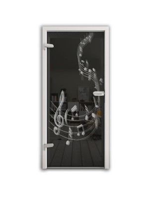 Ganzglastür Musik Gelasert Auf Grauglas