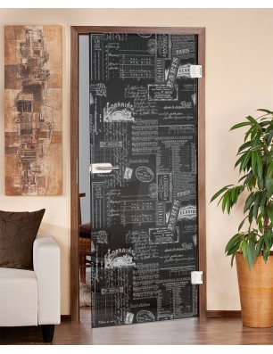 Ganzglastür Post Office Gelasert Auf Grauglas