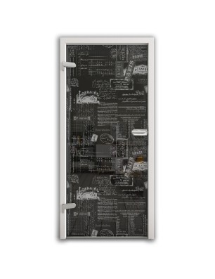 Ganzglastür Post Office Gelasert Auf Grauglas