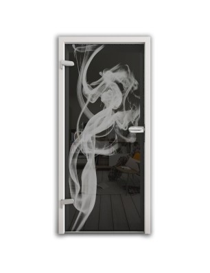 Ganzglastür Rauch Gelasert Auf Grauglas