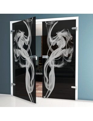 Ganzglastür Rauch Gelasert Auf Grauglas