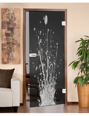 Ganzglastür Splash Gelasert Auf Grauglas