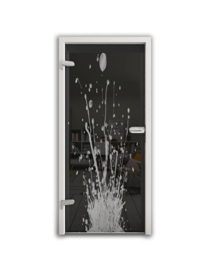 Ganzglastür Splash Gelasert Auf Grauglas