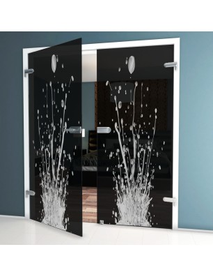 Ganzglastür Splash Gelasert Auf Grauglas