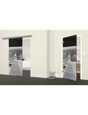 Ganzglastür Steg Gelasert Auf Grauglas