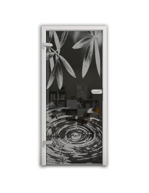 Ganzglastür Tropfen Gelasert Auf Grauglas