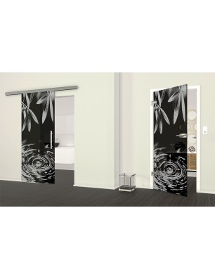 Ganzglastür Tropfen Gelasert Auf Grauglas