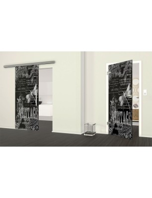 Ganzglastür Vintage Gelasert Auf Grauglas