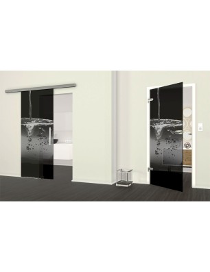 Ganzglastür Wasser 2 Gelasert Auf Grauglas