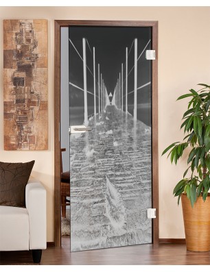 Ganzglastür Weg Gelasert Auf Grauglas