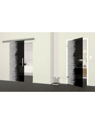 Ganzglastür Wiese Gelasert Auf Grauglas