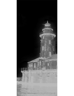 Ganzglastür Leuchtturm 5 Gelasert Auf Grauglas