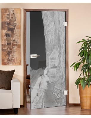 Ganzglastür Klippe III Gelasert Auf Grauglas