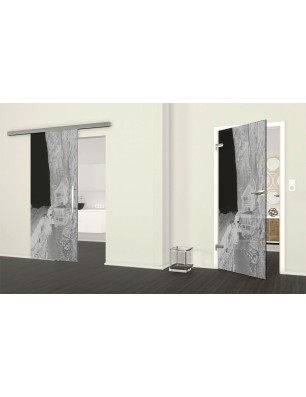 Ganzglastür Klippe III Gelasert Auf Grauglas