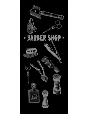 Pendeltür Barber Shop Gelasert Auf Klarglas