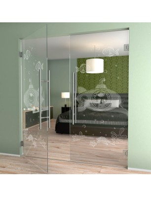 Pendeltür Kid U-Boot Gelasert Auf Klarglas