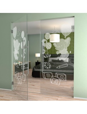 Pendeltür Kid Elefant Gelasert Auf Klarglas