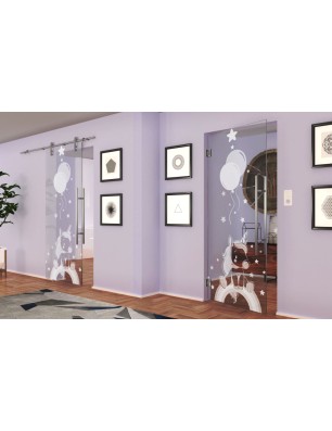 Pendeltür Kid Pferd Gelasert Auf Klarglas