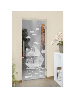 Pendeltür Kid Boot Gelasert Auf Klarglas