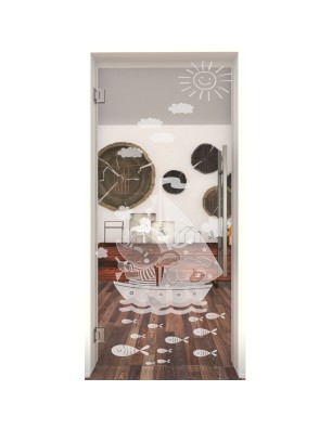 Pendeltür Kid Boot Gelasert Auf Klarglas