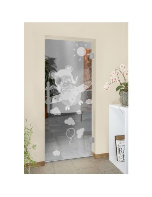 Pendeltür Kid Flugzeug Gelasert Auf Klarglas