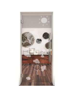 Pendeltür Kid Flugzeug Gelasert Auf Klarglas