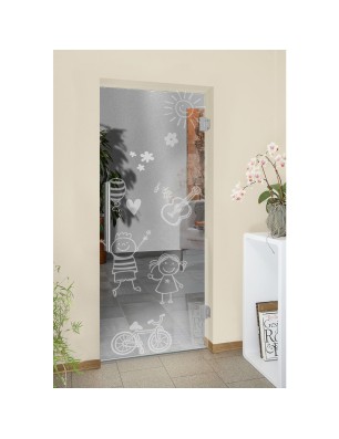 Pendeltür Kid Happy Gelasert Auf Klarglas