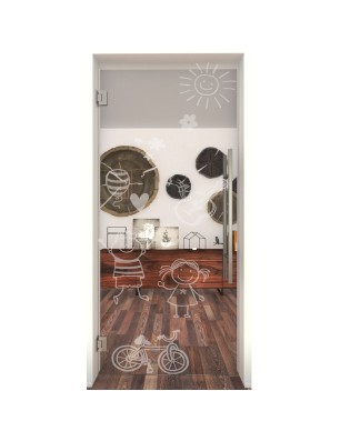 Pendeltür Kid Happy Gelasert Auf Klarglas