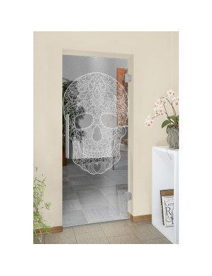 Pendeltür Skull 3 Gelasert Auf Klarglas