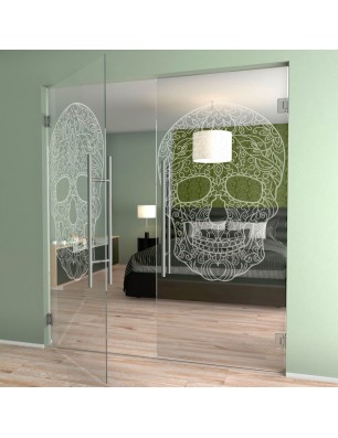 Pendeltür Skull 3 Gelasert Auf Klarglas