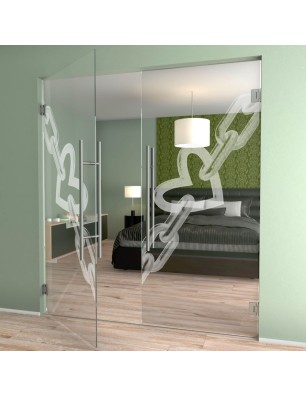 Pendeltür Kette Gelasert Auf Klarglas