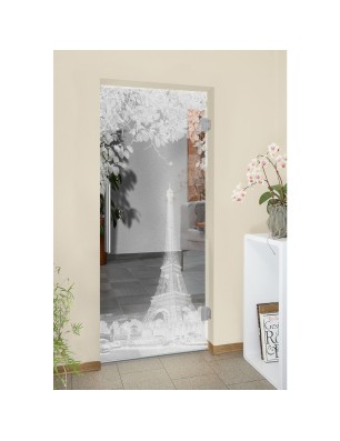 Pendeltür Eifelturm 2 Gelasert Auf Klarglas