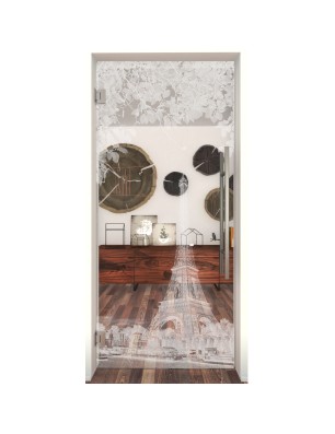 Pendeltür Eifelturm 2 Gelasert Auf Klarglas