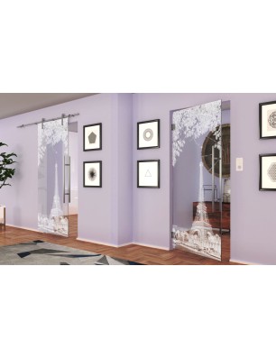 Pendeltür Eifelturm 2 Gelasert Auf Klarglas